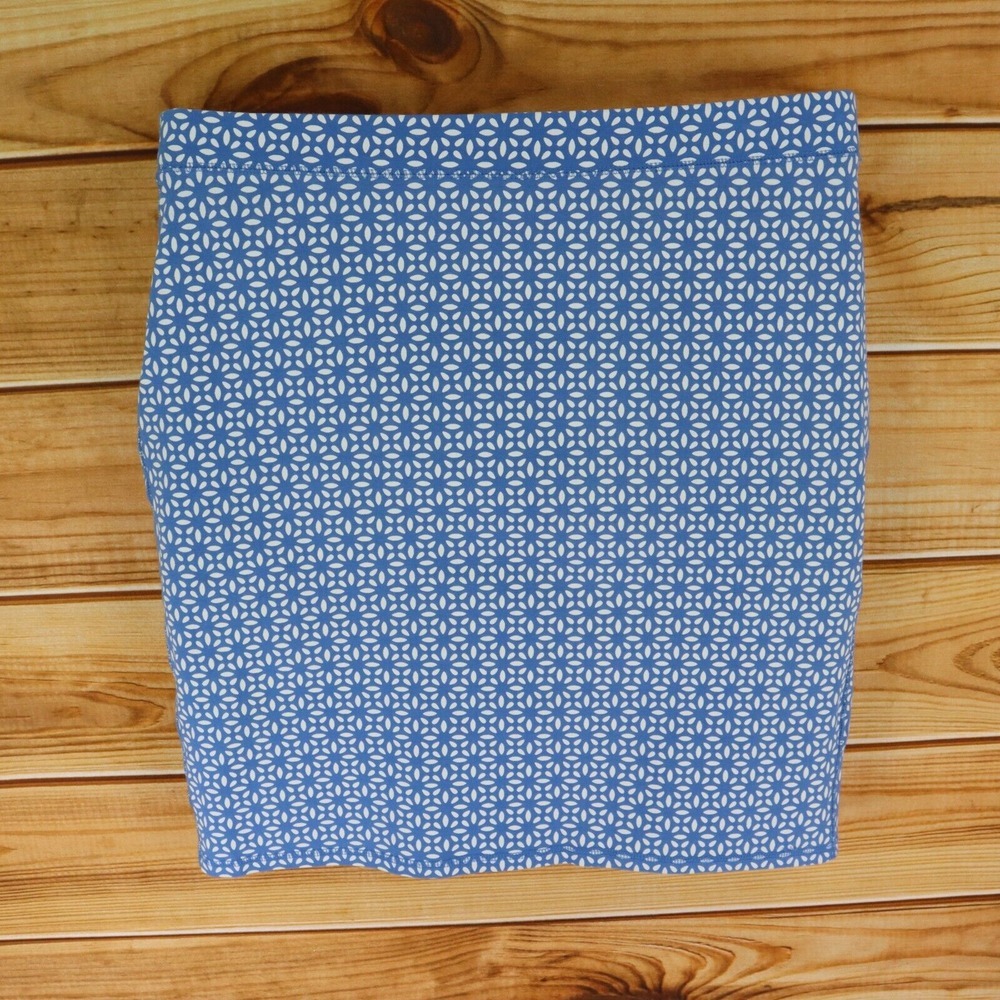 Old Navy Straight Skirt Womens Size XLT Blue White STRETCH Cotton Blend Pull-On‎